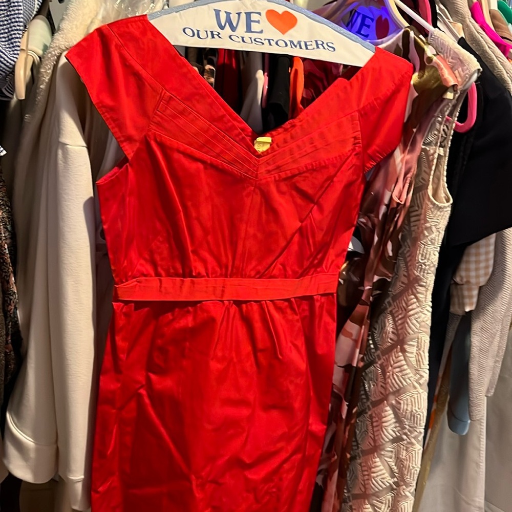 Cherry Red Theory V-Neck Dress